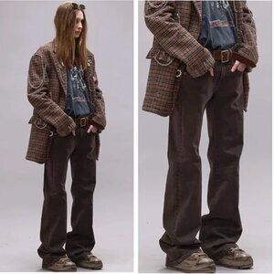 NWT R13 Boy Flare Jeans - Chocolate Brown Slightly Stretch 26/27